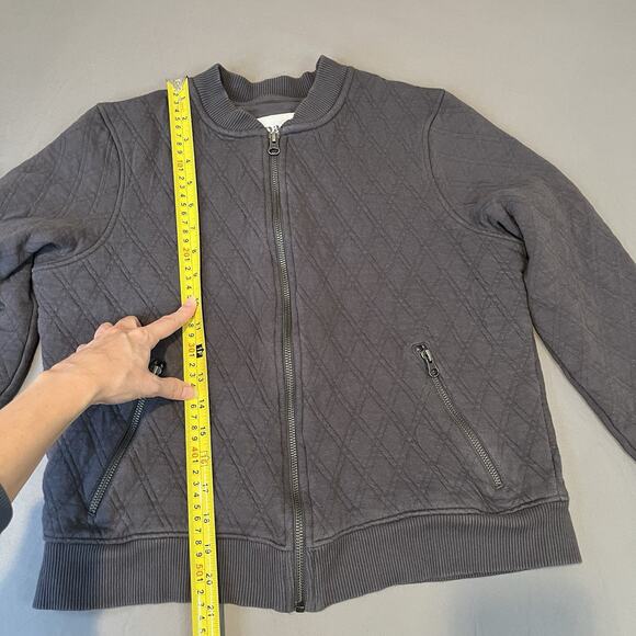 Pact Quilted Bomber Jacket Full Zip Womens Medium Gray Organic Cotton - Picture 5 of 7